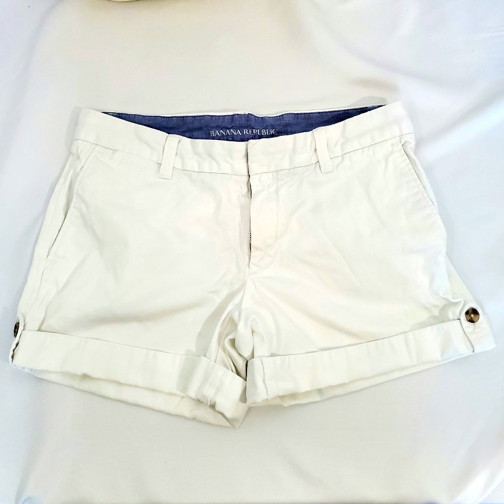 Banana Republic White Cuffed Shorts